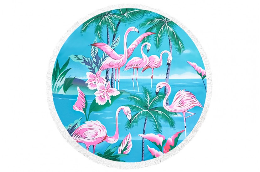Πετσέτα Θαλάσσης Στρόγγυλη MORSETO Flamingo Τιρκουάζ Φ150